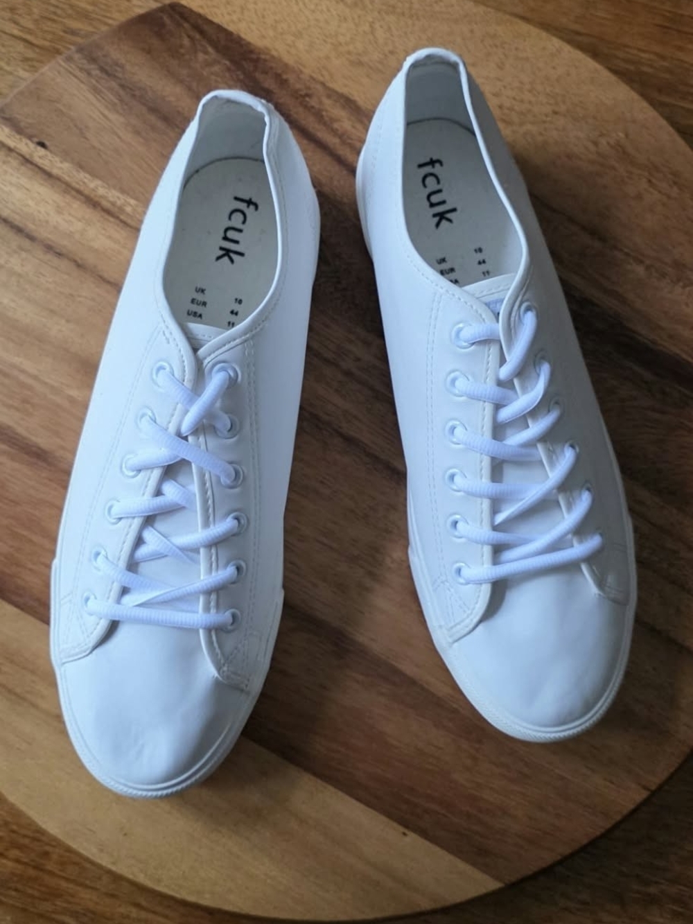 French Connection (FCUK) White Classic Low-Top Lace-Up Sneakers NEW, Size 44